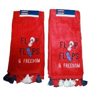 Celebrate Americana USA Flip Flops & Freedom Hand Towel Lot of 2- 16" x 25" NEW